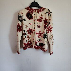 Ladies SZ S Vintage Cullinane Cream/Multi Christmas Sweater
